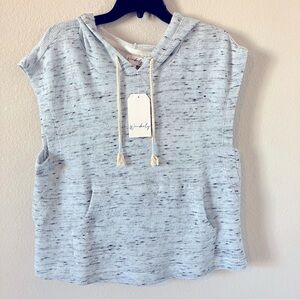 NWOT Wonderly Studio Woman Slub Terry Sleeveless Hoodie Caro Blue
